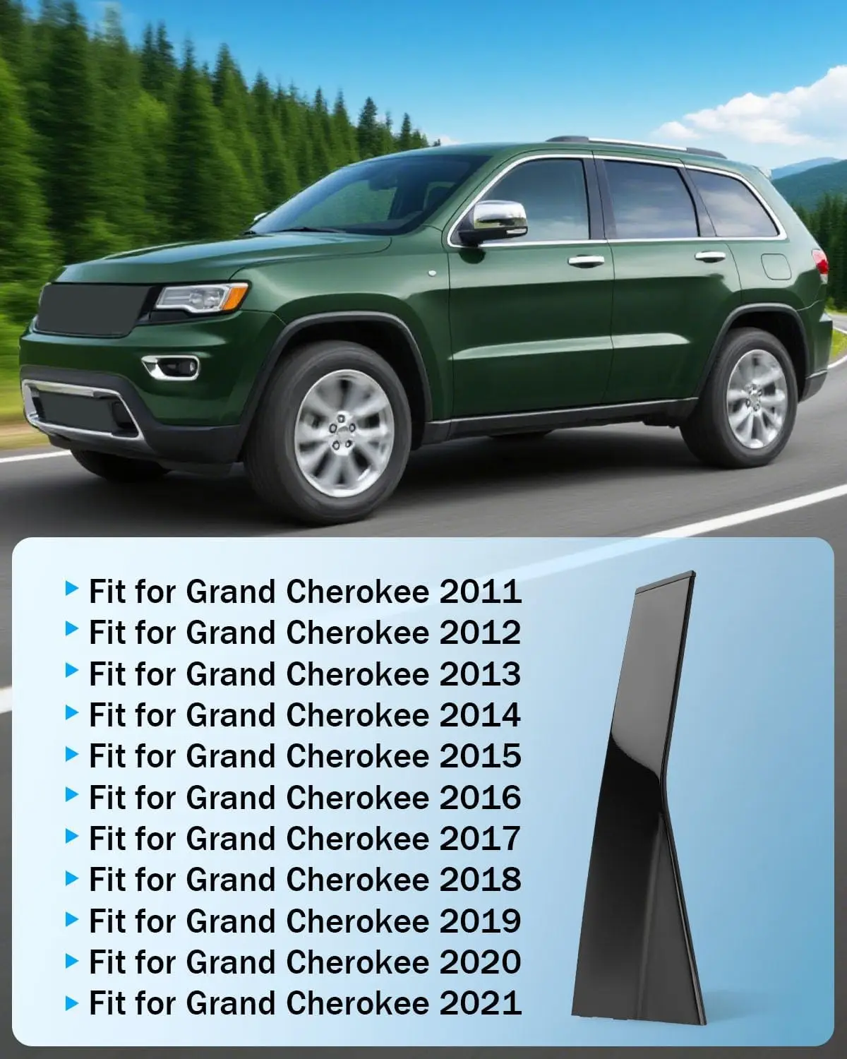 

Внешняя накладка на стойку C, совместимая с Jeep Grand Cherokee 2011–2021, замена для 57010449AK/57010449AL/57010449