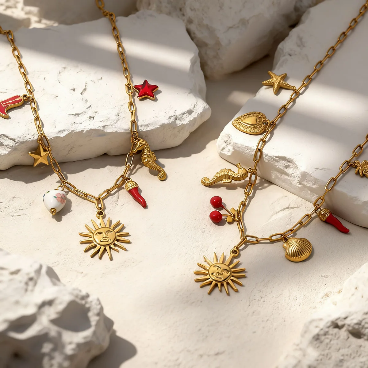 

SOVOB Fashion Y2K Style Asymmetrical Sun Pendant Necklaces For Trendy Cool Girl's & Women's Daily Jewelry Accessories Gifts