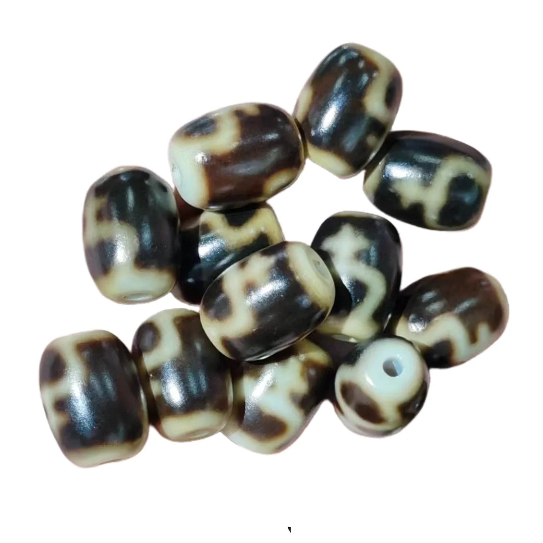 50 Pcs Black gold infused with oily and delicate agate beads, ethnic style necklace, pendant, bracelet, DIY accessory Dzi