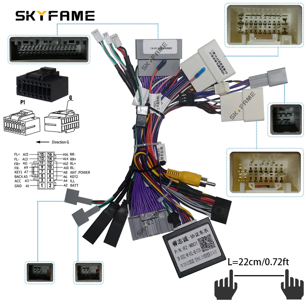 RAISE Car 16pin Wiring Harness Adapter Canbus Box Android Radio Power Cable For Mitsubishi Eclipse Outlander Xpander G-RZ-MB61