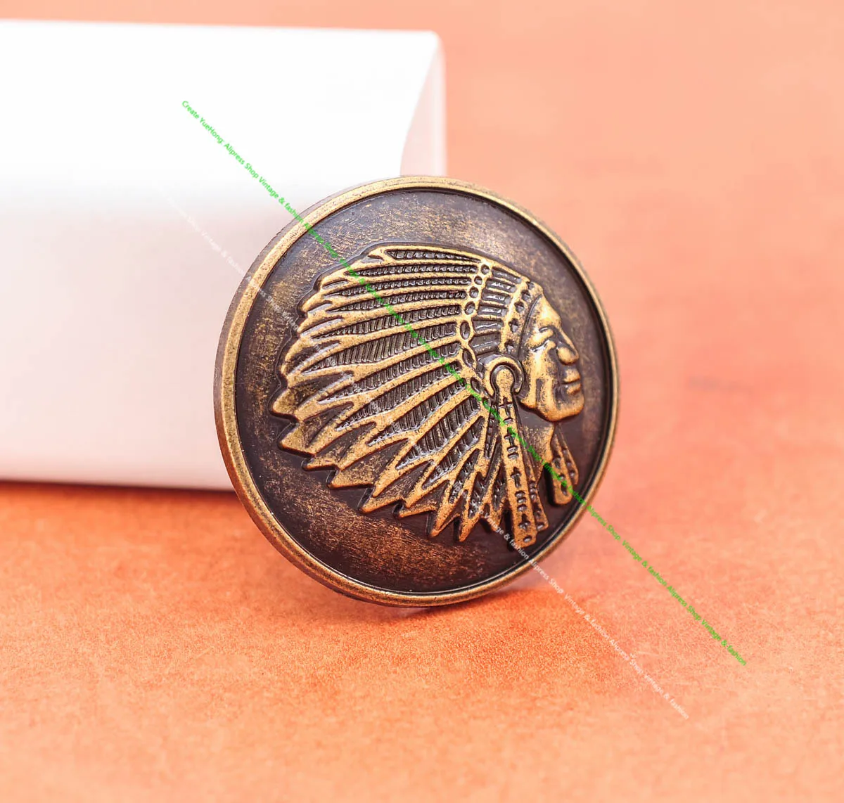 10pcs 35mm Retro Brass Western Southwest Indian Head Art Leathercraft Handcraft Belt Saddle Tack Concho Screwback