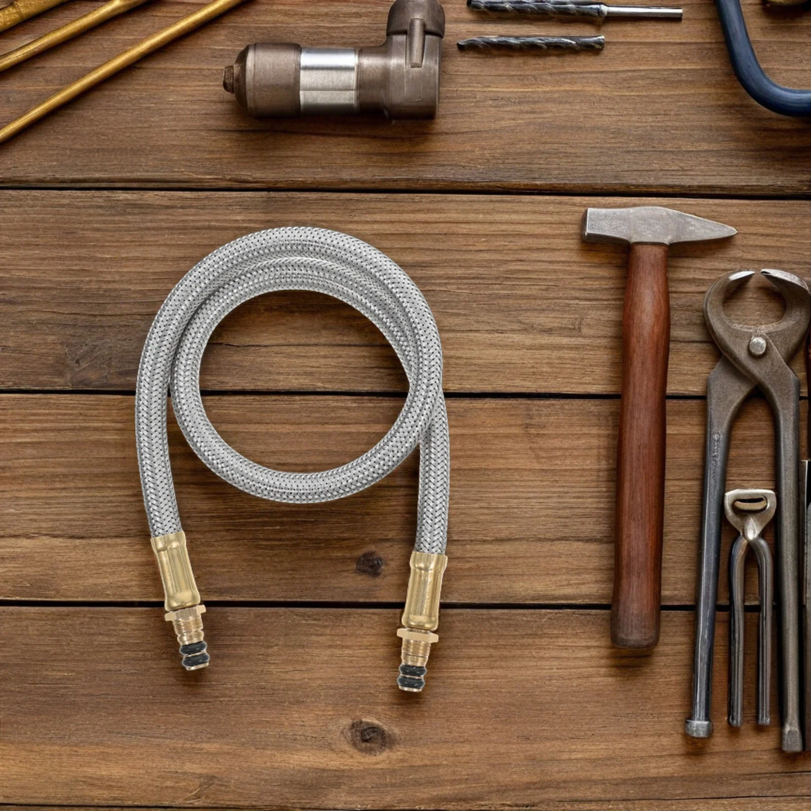 

Outdoor Camping Bbq Gas Stove Extension Line High Pressure Propane Hose Material Durable Lightweight Steel Pipe Adapter