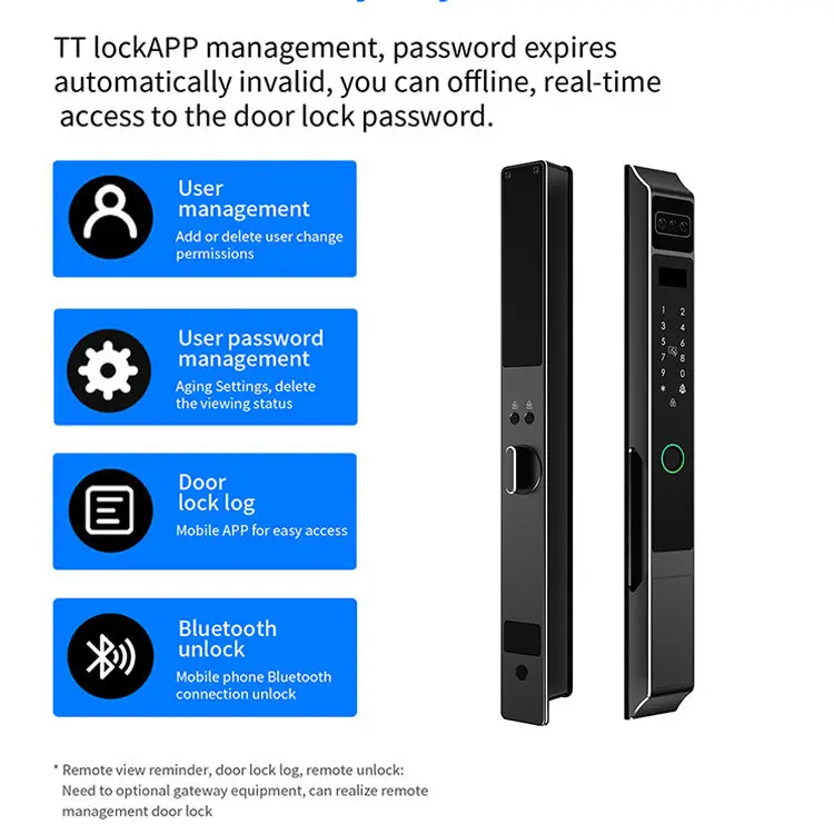 Cerradura de puerta inteligente Digital Smartier, cerradura de puerta inteligente de borde estrecho con código de acceso de seguridad a prueba de agua, tarjeta de huella digital, vidrio corredizo