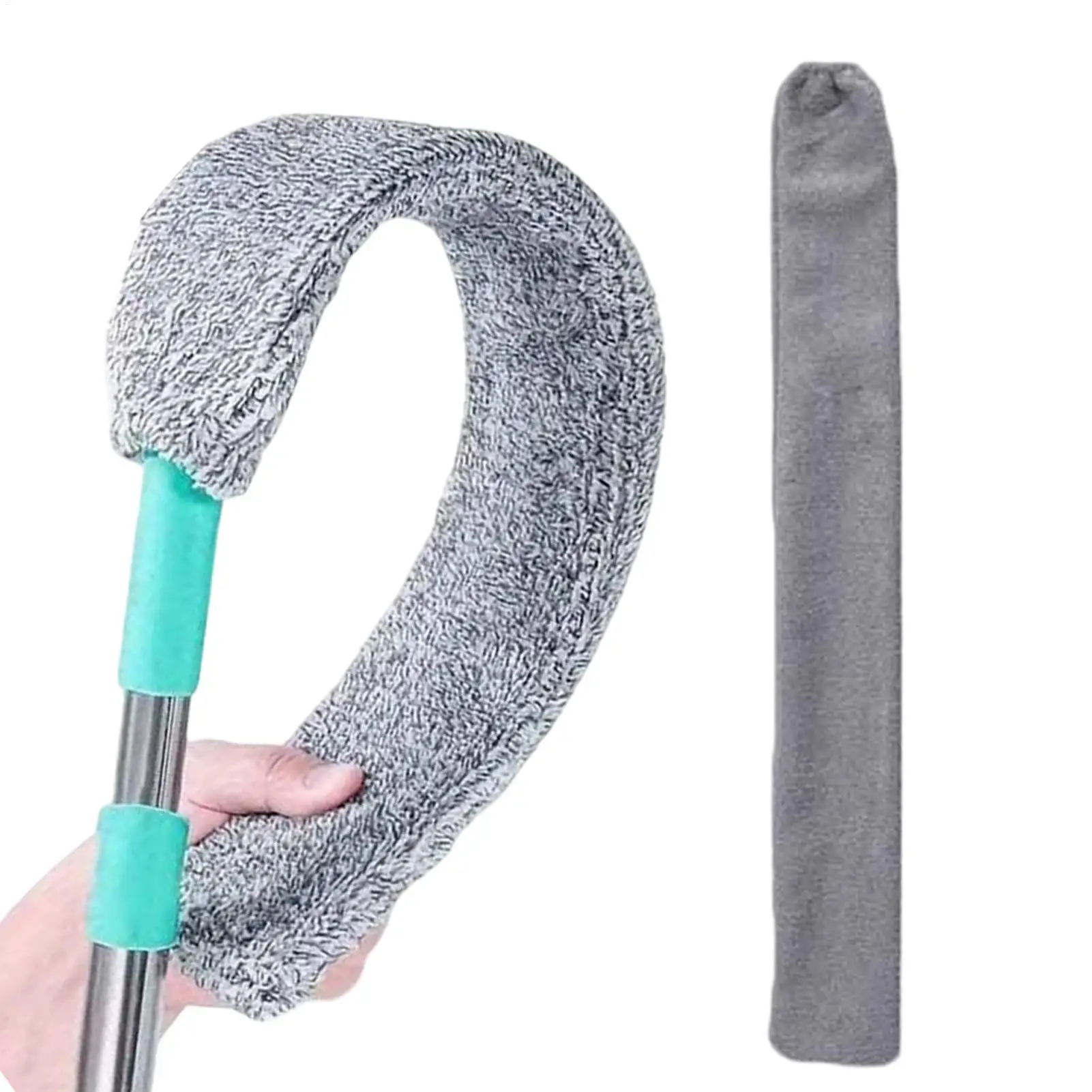 Plumero Plano Extensible con Mango Largo, Plumero de Microfibra, Herramienta de Limpieza Debajo de Electrodomésticos para el Hogar, Apartamento, Oficina, Piso y Muebles