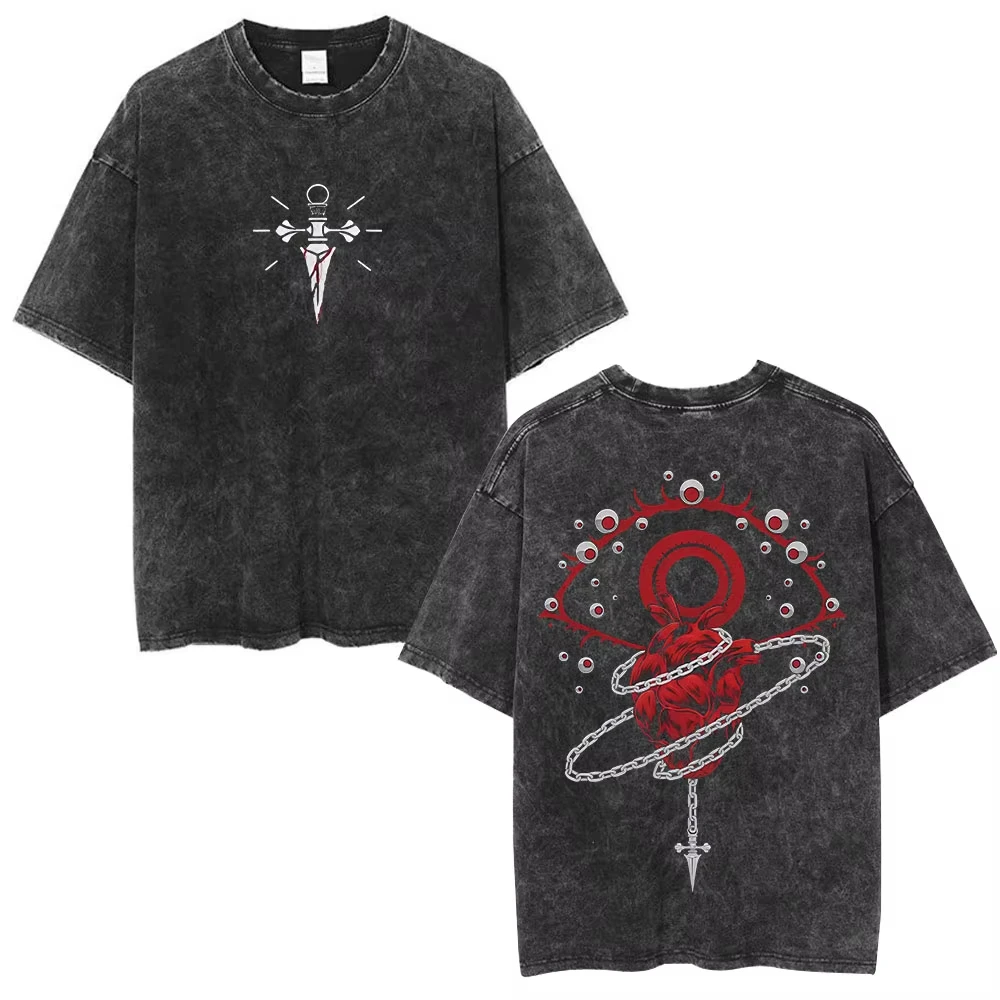 Anime Hunter X Hunter Phantom Troupe Washed T-shirts Hisoka Graphic Print T Shirts Men Women Clothing Cotton Oversized Tee Shirt