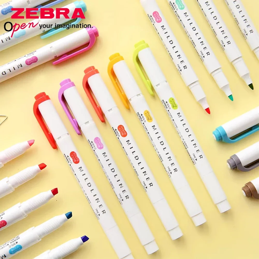 1PC Japan ZEBRA WKT7 New Mild Liner Double Tip Highlighter Color Markers Kawaii Stationery Back To School Highlighter Pen