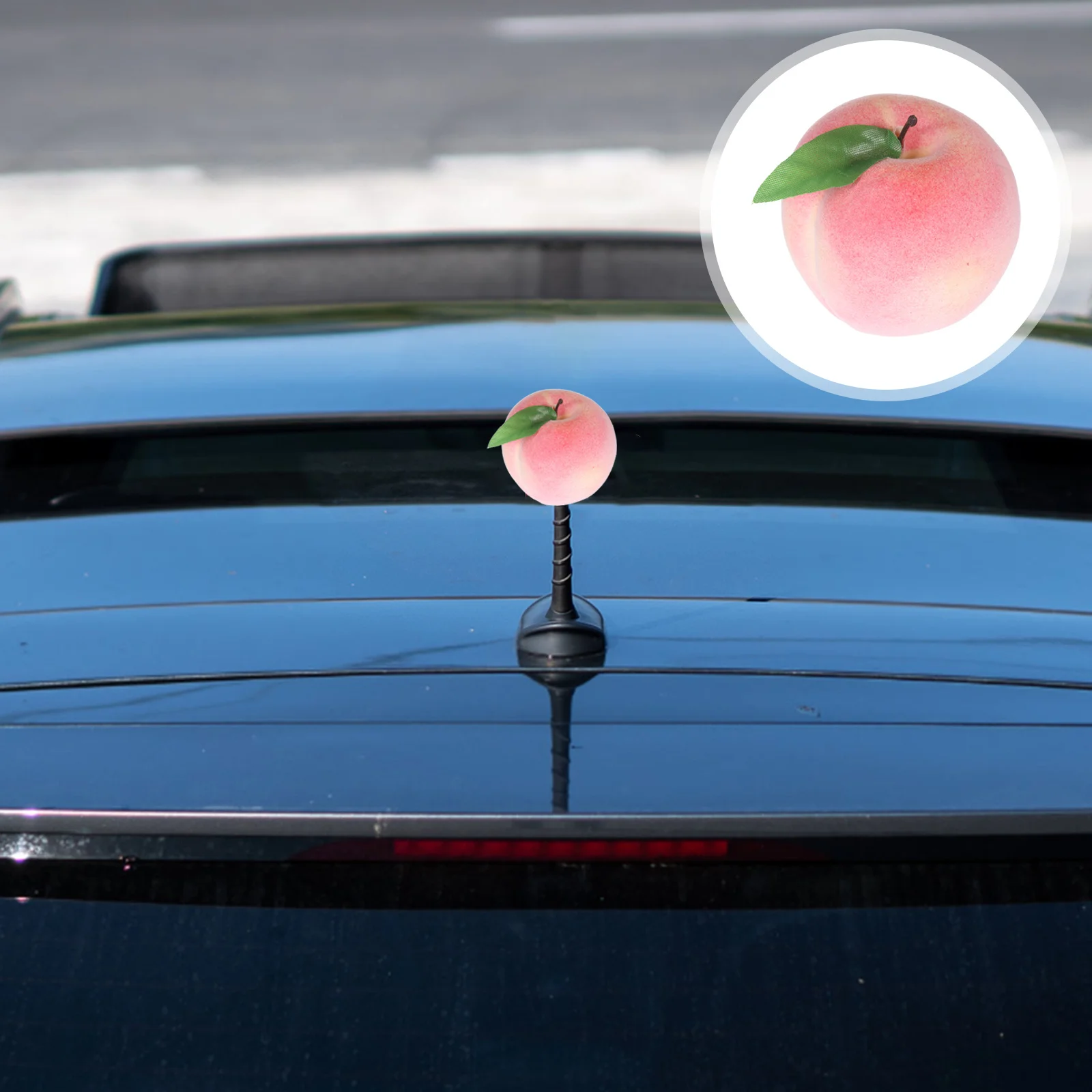 

Fake Peach Car Antenna Topper Realistic Decorative Fruit Universal Car Roof Auto Decor Halloween Party Decoration