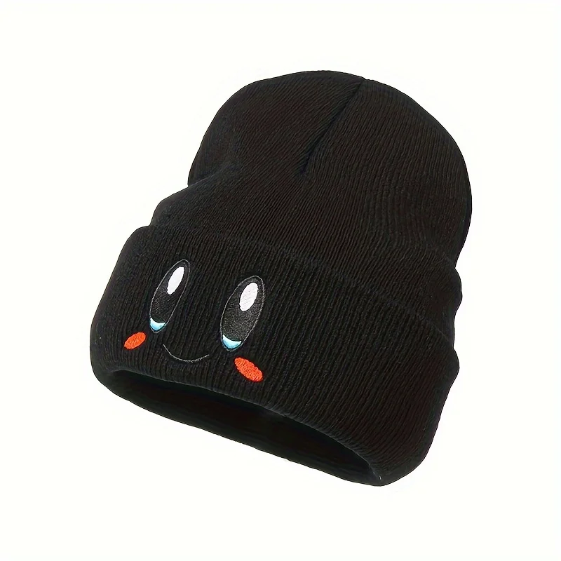 Cute Knitted Hat for Men and Women, Smiling Face Cartoon Embroidered Warm Cover Head Hat, Hip Hop Versatile Woolen Hat