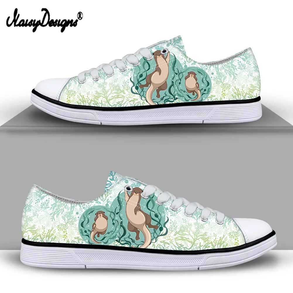 

Noisydesigns 2021 New Autumn Retro Shoes Cute Animal Cartoon Otter Prints Unisex Low-top Flat Shoes Casual Canvas Sport Shoes