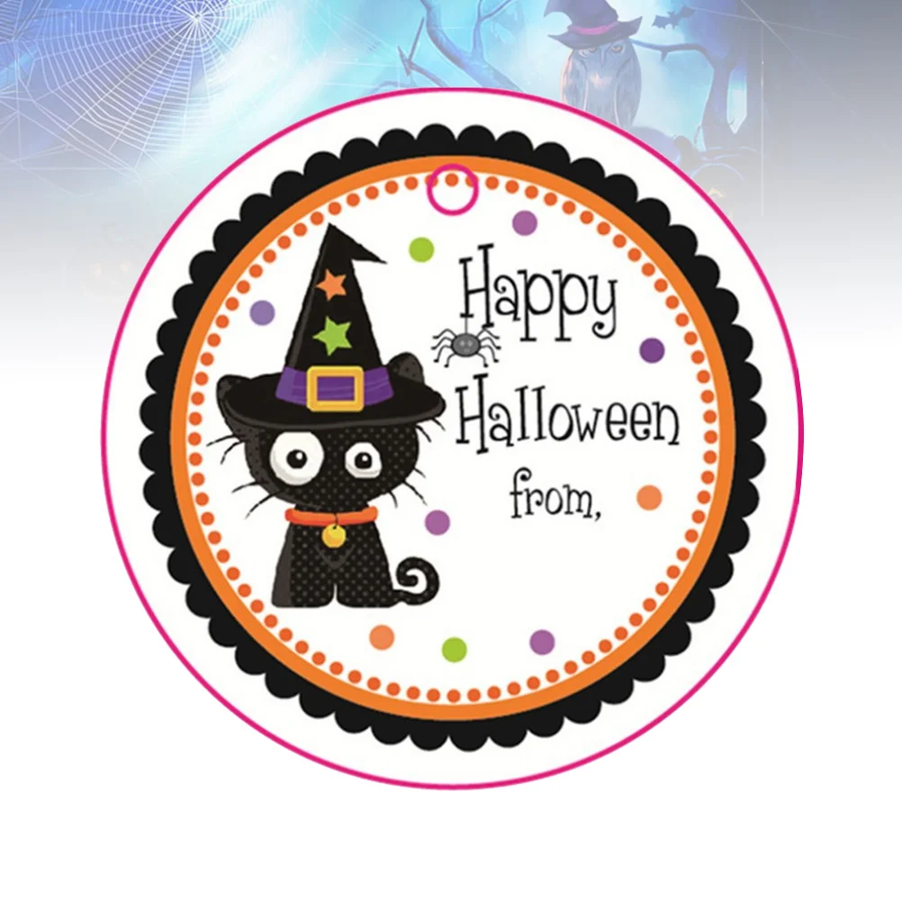 

50 PCS Halloween Biscuit Bags Tag Candy Ornaments Spider Hanging Sign Labels Cartoon