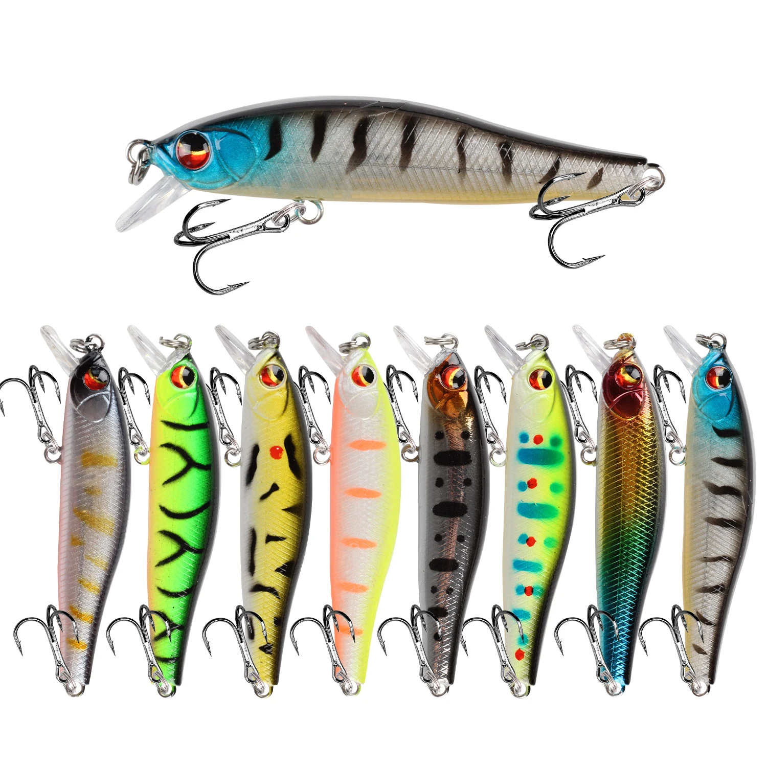 1pc Minnow Fishing Lure 7cm 5.7g Bass Artificial Hard Bait  Wobblers Crankbait 3D Eyes Sinking Plastic Baits Fish Pesca