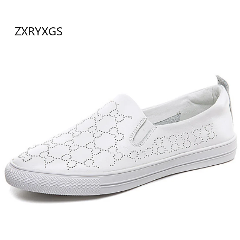 

ZXRYXGS 2026 New Top Layer Cowhide Women's Shoes Casual Sneakers Flat Soft Sole Comfortable Real Leather Breathable Travel Shoes