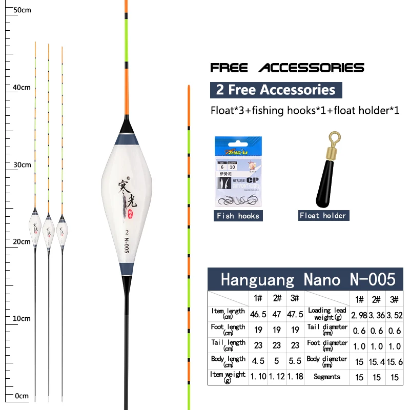 3PCS Composite Nano Floats Material Vertical Pesca Sentitive Buoy Fresh Water Fishing Accessories Tools Tackle(N-005)