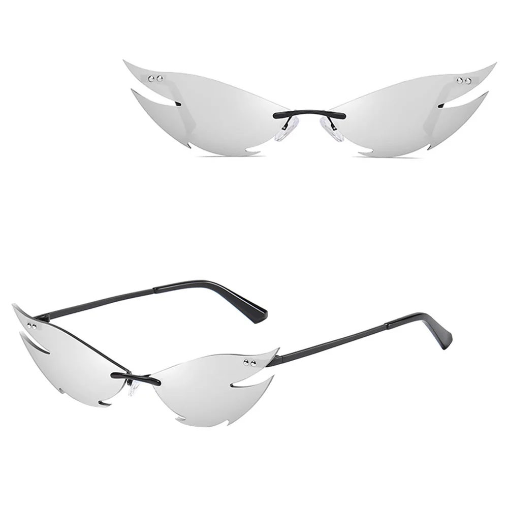 

Cat Eye Sunglasses Lightweight Durable Party Glasses Photo Prop Decorative Eyeglasses Rimless Design Stylish Fashion Accessories