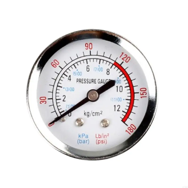 37ME 1/4"/1/8" Thread Air Pressure Gauge Dial-Type Male Threaded Round Air Compressor Gauge 0-180psi 0-12 Bar