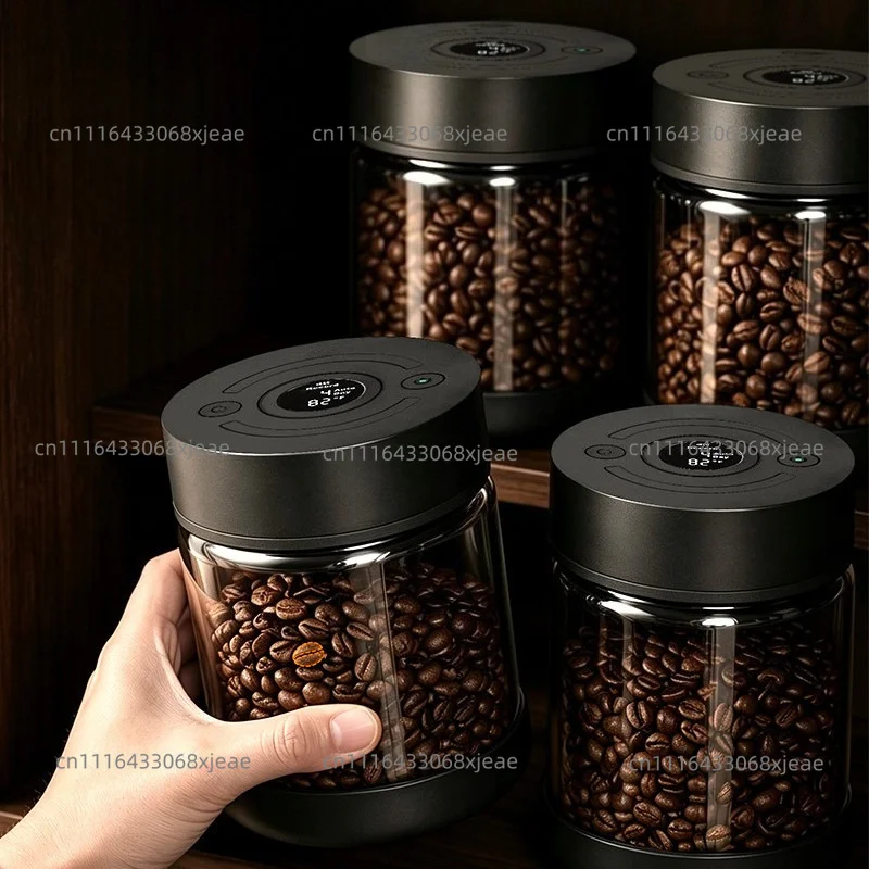 Coffee bean cans,  platinum digital display electric vacuum storage, bean cans, coffee bean sealed cans, coffee tools