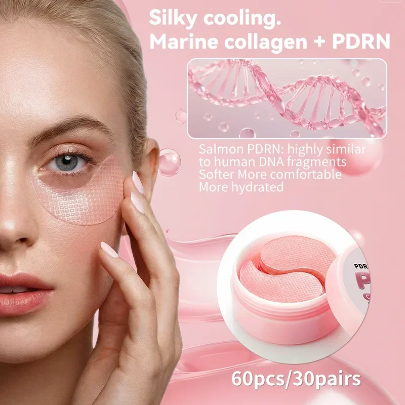 PDRN Pink Under-Eye Mask For Dark Circle And Puffiness Slip-resistant Eye Patches With Collagen Leave Skin Looking Youthful.