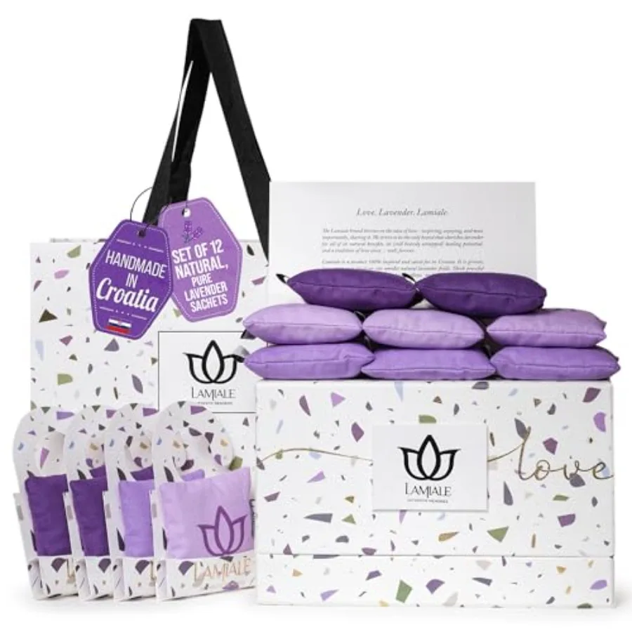 

Lamiale Croatian Lavender Scented Sachets for Drawers and Closets 2 Handmade Sachets Natural Air Freshener Moth Repellent Thoug