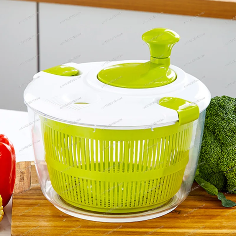 Salad and vegetable dehydrator, dryer, kitchen fruit and vegetable washing and drying device, water removal tool, drain basket