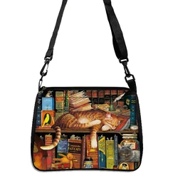 Retro Kitten Print Shoulder Bag Double-sided Print Shoulder Bag Daily Casual Bag 5.21