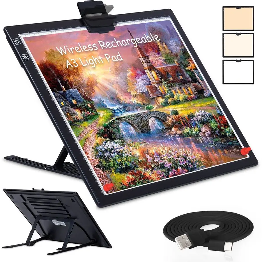 

Перезаряжаемая световая панель, беспроводная световая панель Comzler A3, питание от батареи, световой короб для отслеживания винила Cricut, инструменты для прополки, рисование