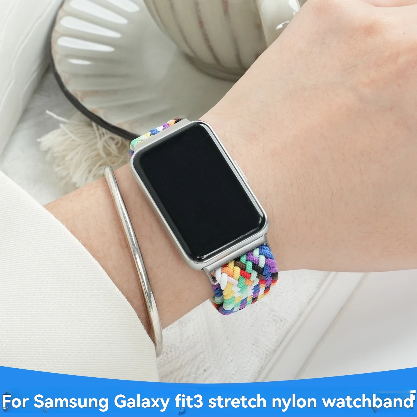 Para samsung galaxy fit3 relógio de náilon com fivela dobrável magnética pulseira esportiva inteligente verão na moda respirável corrente relógio