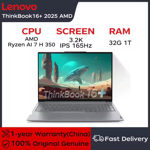 Lenovo Laptop Thinkbook 16+ 2025 AI Ryzen Edition 16" 3.2K 165Hz AMD Ryzen AI 7 H 350 Processor 32GB DDR5 1T/2T SSD Notebook PC