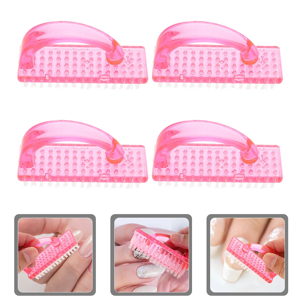 

4 Pcs Nail Brush Scrubber Pedicure Fingernail Stiff Bristles Cleaner Manicure Tools