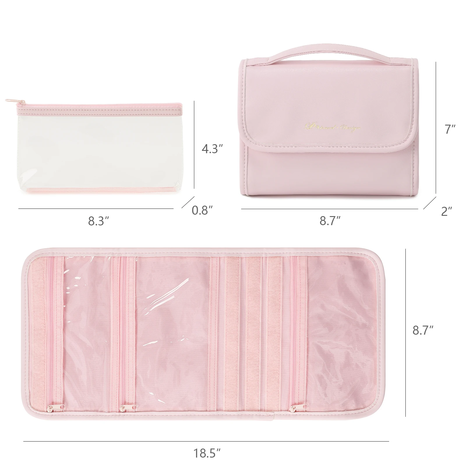 Trousse de maquillage de voyage en cuir PU pour femme, trousse à cosmétiques de grande capacité, trousse de maquillage portable avec poignée