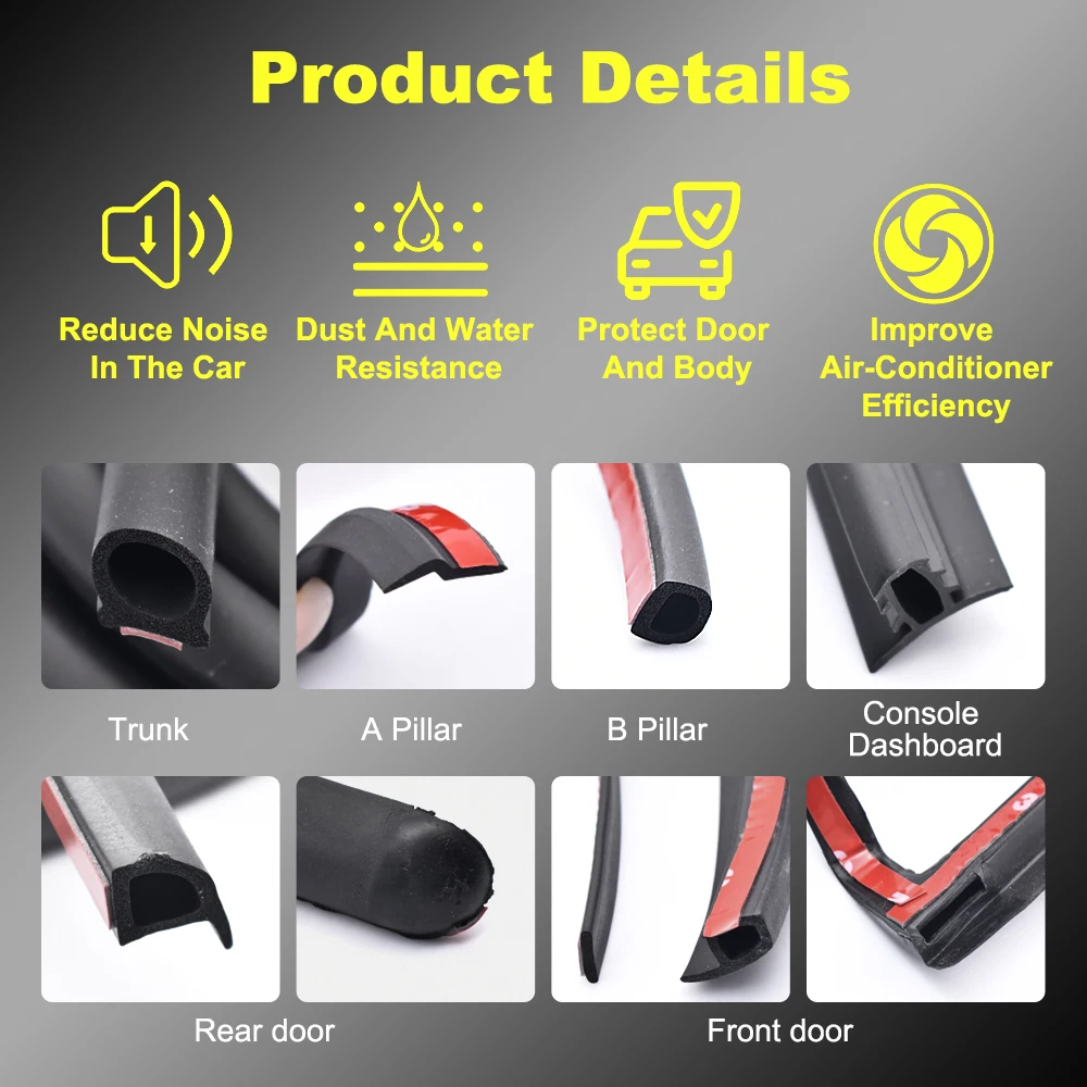 For Tesla Model Y 3 Highland Door Seal Kit Soundproof Rubber Weather Strip Sunroof Seal Wind Noise Reduction Kit 2017-2024 view 5