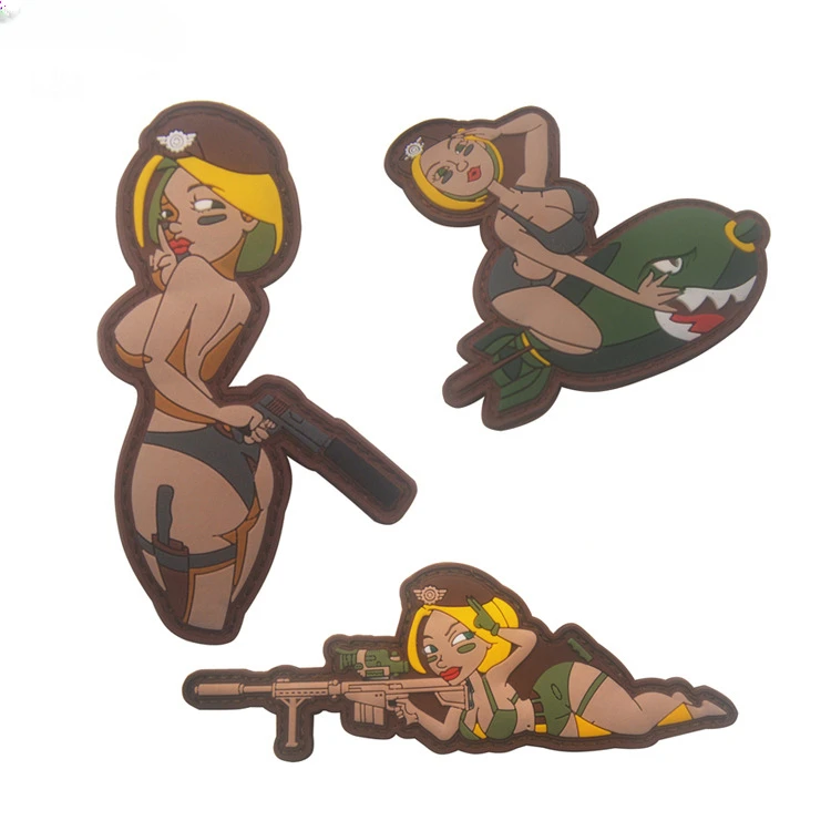 

3D Bikini Sexy Female Soldier Hook and Loop PVC Rubber Beauty Patches Military Tactics Armband Woman Morale Badge on Clothes