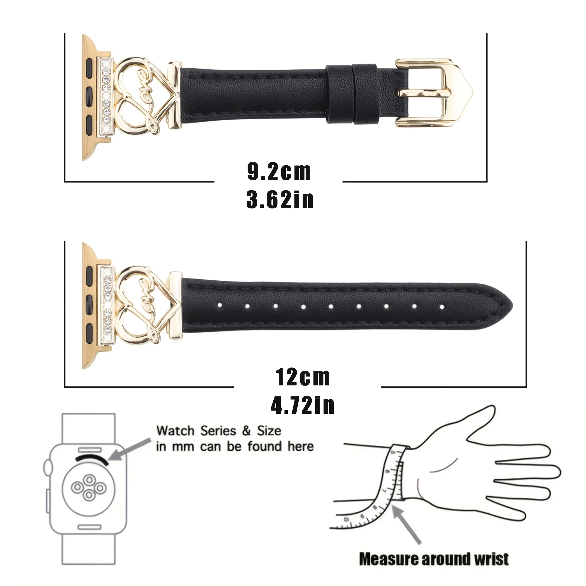watch band+case for Apple Watch 40/41/44/45/42/46mm, elegant Love strap+sparkling diamond protective case.for Series11 10 987654 - view 2