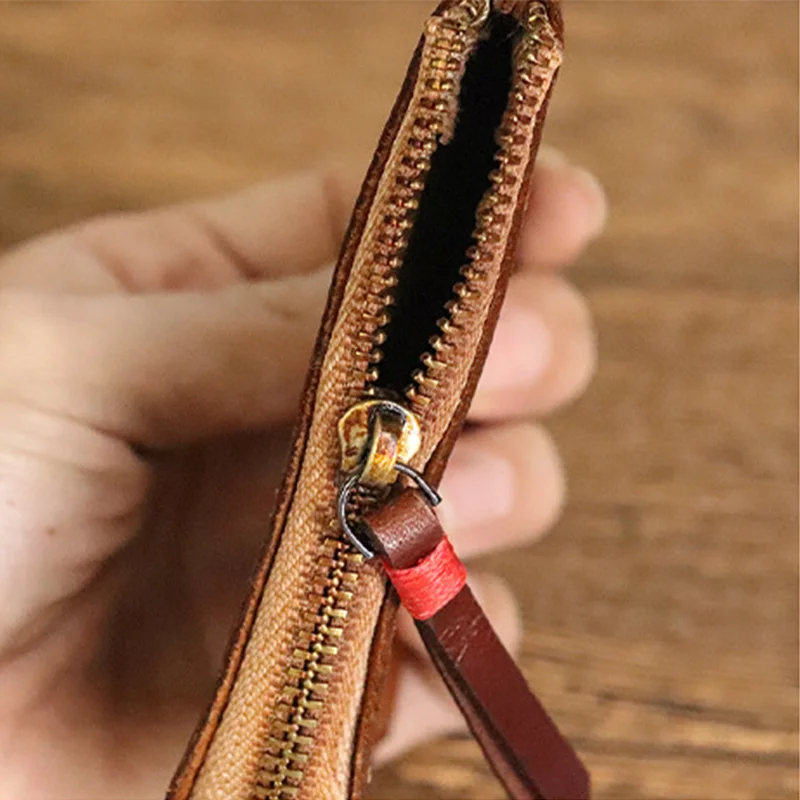 Мини-сумка на молнии из воловьей кожи, кошелек из натуральной кожи, ретро-сумка ручной работы, состаренная квадратная сумка для монет, чехол для наушников, часов, карты