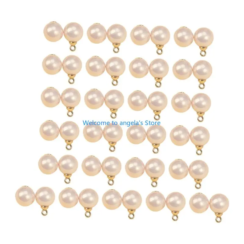 

X4YC 50Pcs Elegant Resin Imitation Pearls Buttons For Shirt Sweater DIY Crafting Practical Clothing Accessories