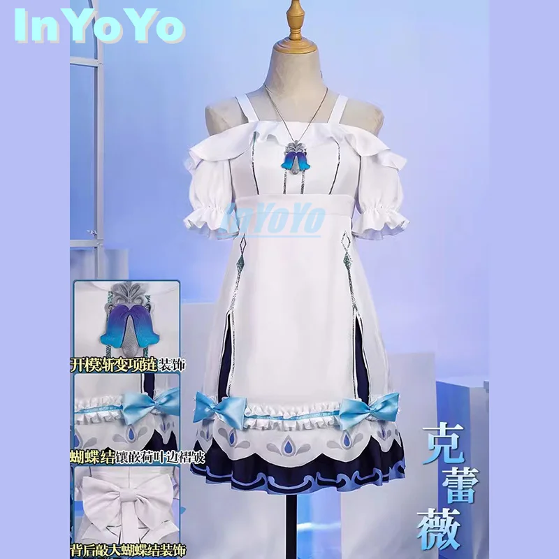 

InYoYo Clervie Cosplay Costume Genshin Impact Cos Sweet Lovely Dress Uniform Game Suit Halloween Carnival Party Outfit Women New