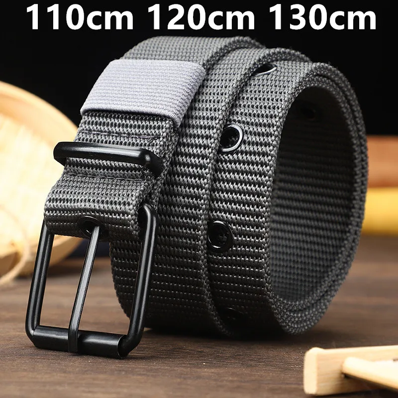 

110/120/130cm Black Canvas Belt For Men Women Pin Buckle Leather Belt Women's Trendy Belt With Jeans Belt Outdoor Sports Belt