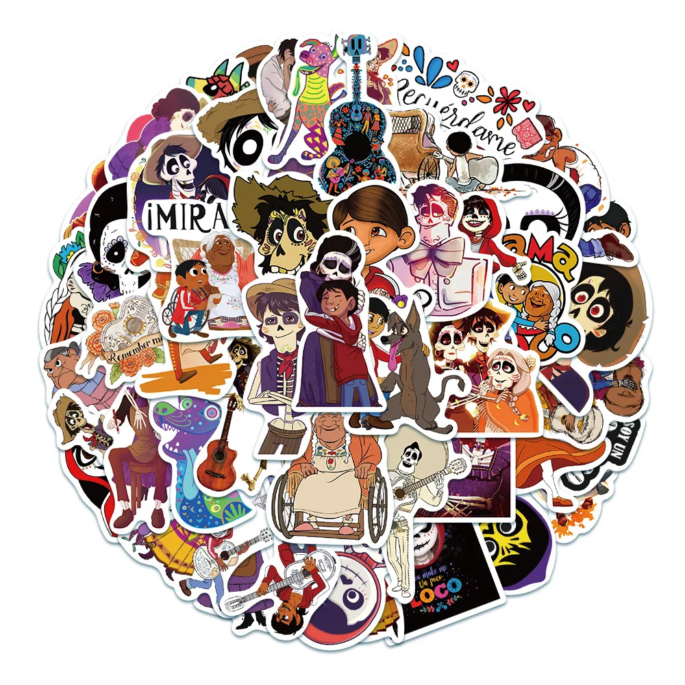 10/30/50pcs Disney Movies Coco Stickers Kawaii Miguel Cartoon Sticker Scrapbooking Suitcase Guitar Laptop Kid Anime Decals Toys