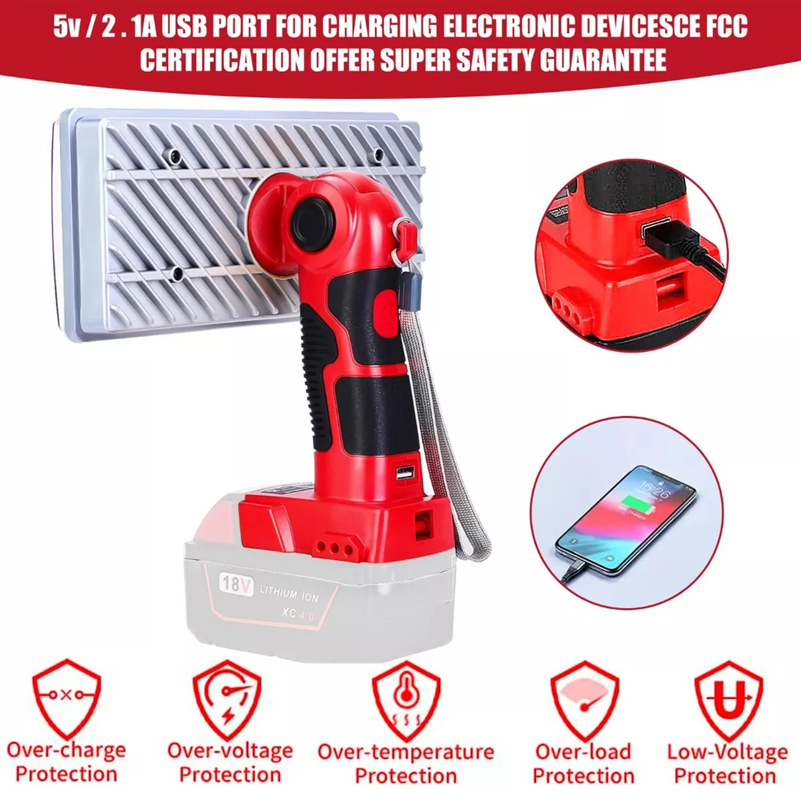 مصباح عمل ليد M18 لبطارية ليثيوم أيون ميلواكي ، مصباح عمل رأسي ، أداة كهربائية ، طوارئ ، 4200LM ، 40W ، 9 in