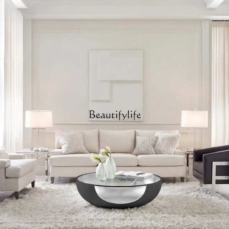 طاولة قهوة شفافة مستديرة من LJYsimple، شقة صغيرة، شخصية عصرية لغرفة المعيشة، وعاء زجاجي، كونترتوب صغير مبتكر #3