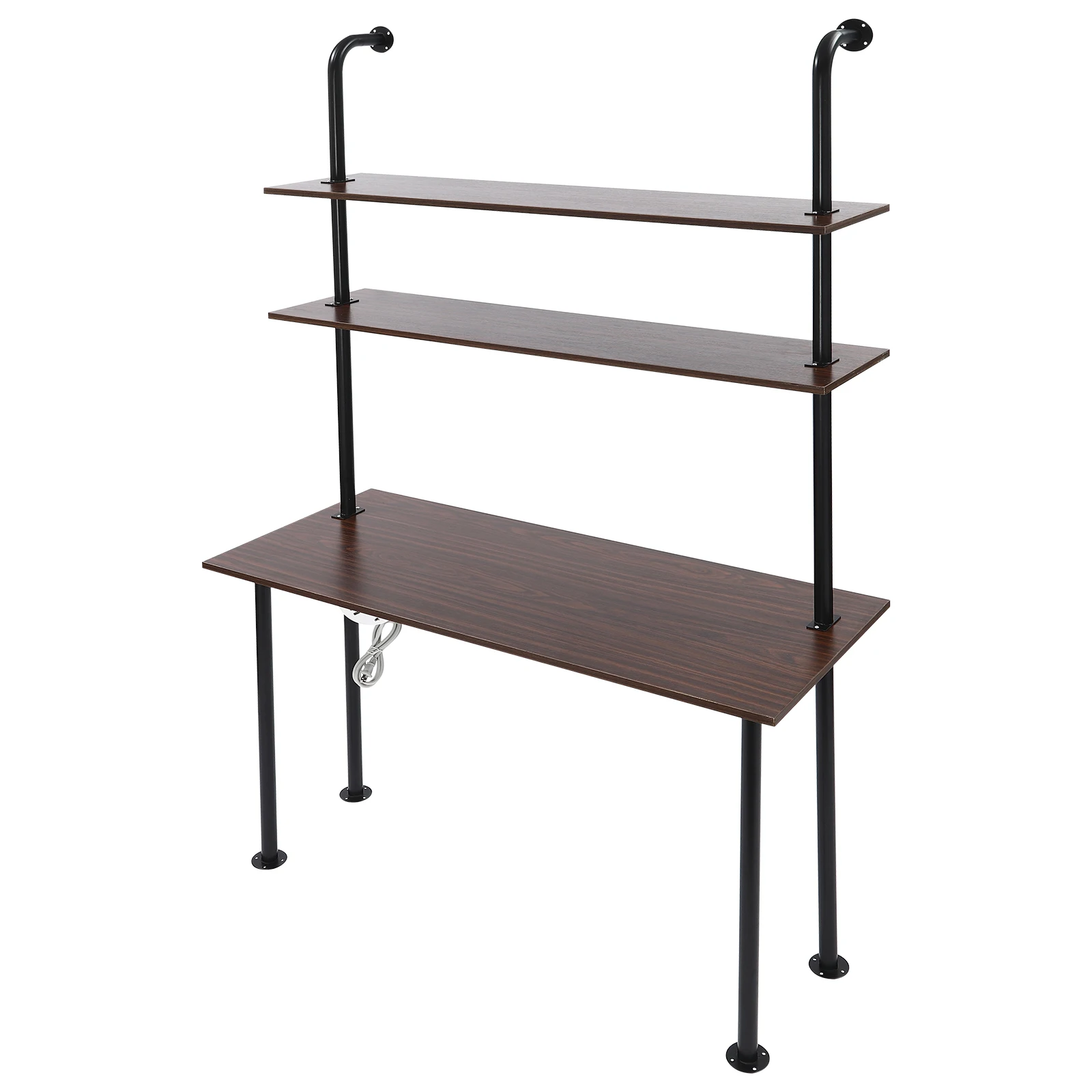 3 Tier Wall Mounted Desk Floating Shelves Organizer for Home Office Space Saving Computer Writing Table Workstation