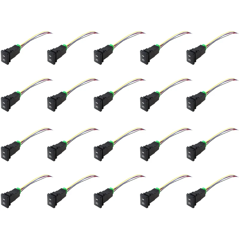 

20X 4-Pole 12V Push Button Switch With LED Background Indicator Lights For Fog Lights DRL LED Light Bar(33X22mm)