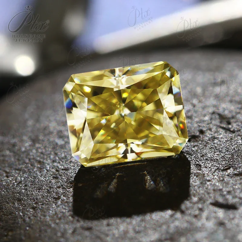 Moissanit-Losesteine, goldgelbe Farbe, Crush Iced Radiant-Schliff, für Schmuck, Ringe, Ohrringe, DIY-Herstellung, hochwertige Perlen und Charms – Detail 6
