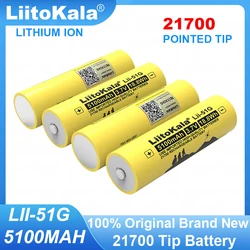 Oryginalny akumulator litowo-jonowy LiitoKala Lii-51G 21700 3.7V 5100mAh do baterii latarki + spiczasta końcówka klasy A