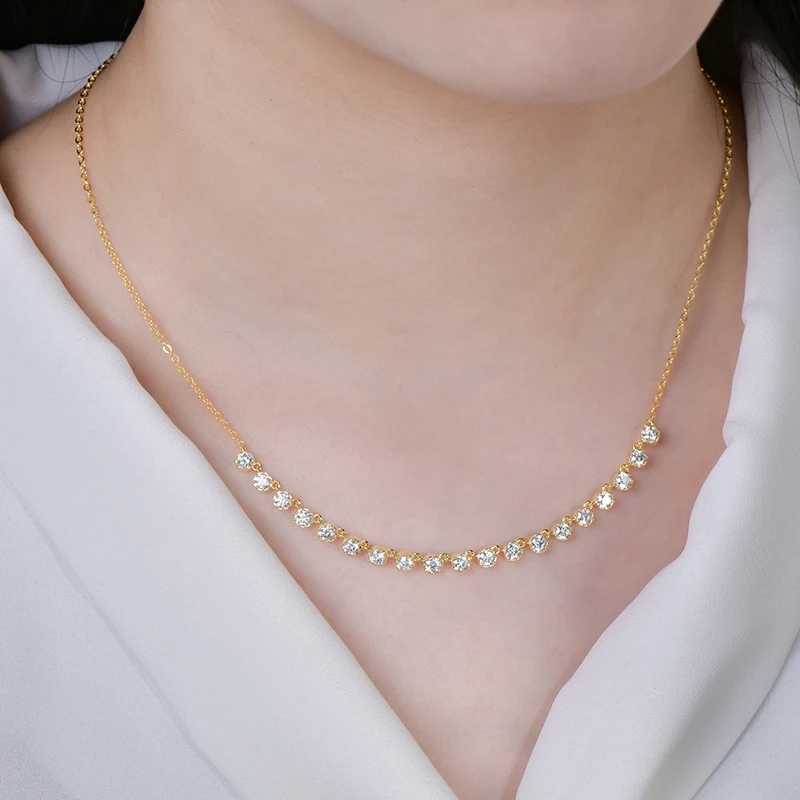 Rrjzz Vollständige 3mm D-Farbe VVS1 Rundschliff Moissanit Bubble Halskette GRA Laborgezüchteter Diamant 14k Vergoldete Damen Halskette Schmuck – Detail 11
