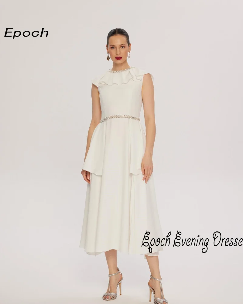 Epoch-vestido de noche sencillo y Sexy para mujer, traje de línea a con cuello redondo, hecho a medida, para fiesta de graduación y cóctel, 2024