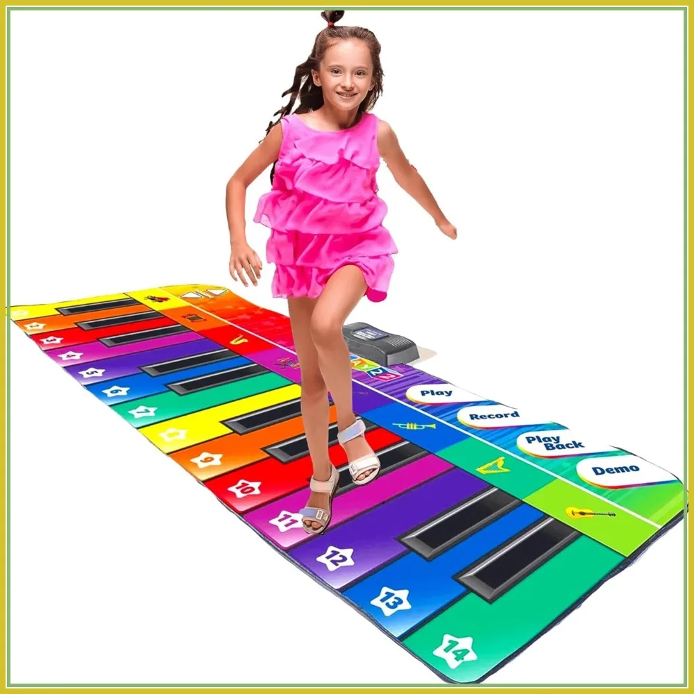 

6 ft. Floor Piano Mat with 24 Keys, 8 Instruments, Adjustable Volume - Musical Toy for Ages 3-10