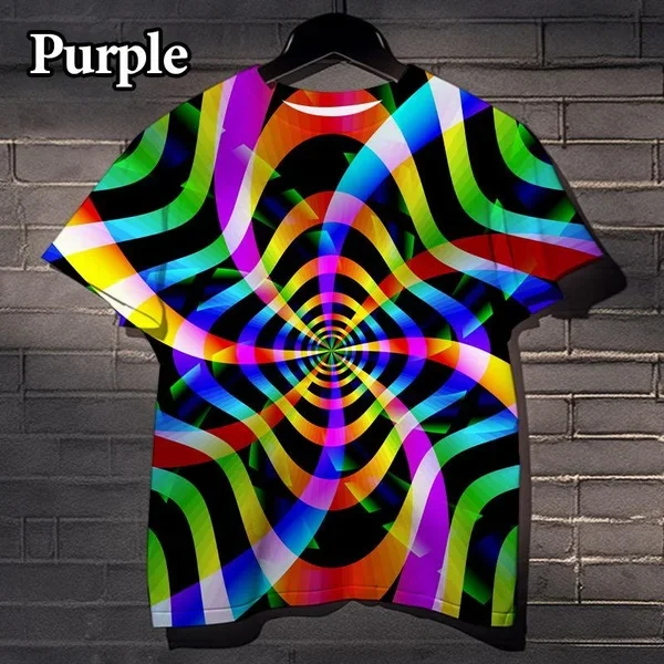 

Dizzy Color Geometry 3D Printed Plu-size Men's and Women's T-shirts Fun Street Fashion Hypnotic Movement Quick Dry Breathable