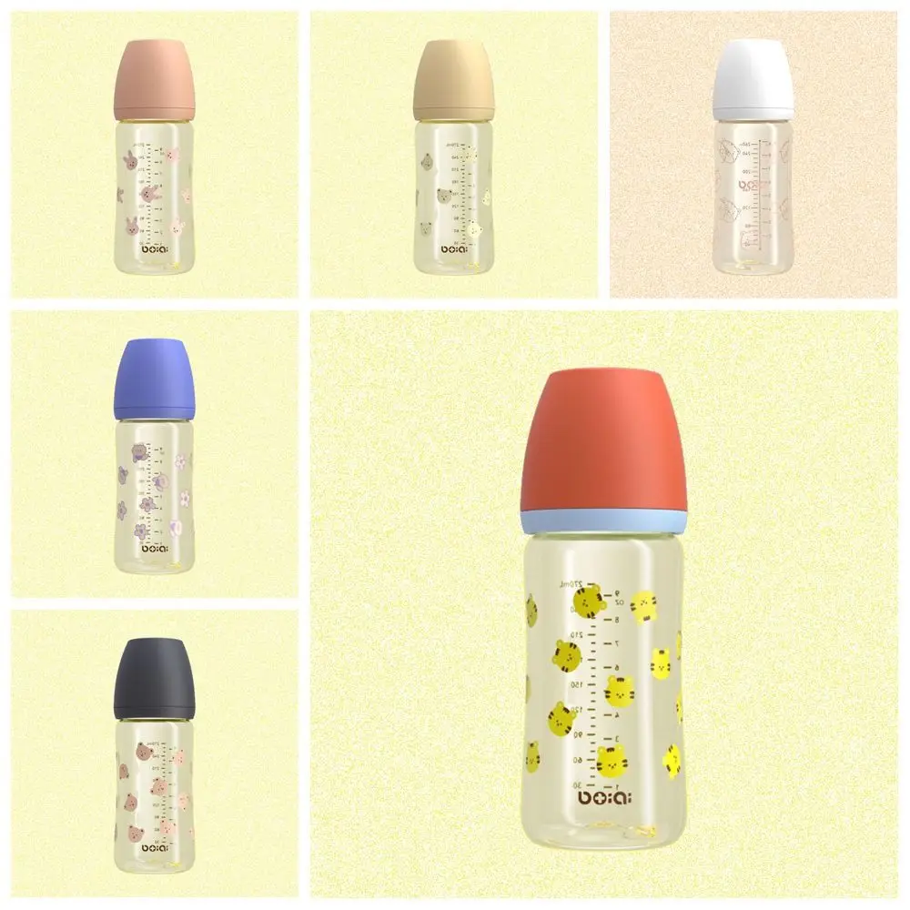 Silicone Nipple 270ml Baby Bottle Food Grade PP Baby Milk Bottle Newborns Infant Baby Bottle With Handle Feeding Utensils
