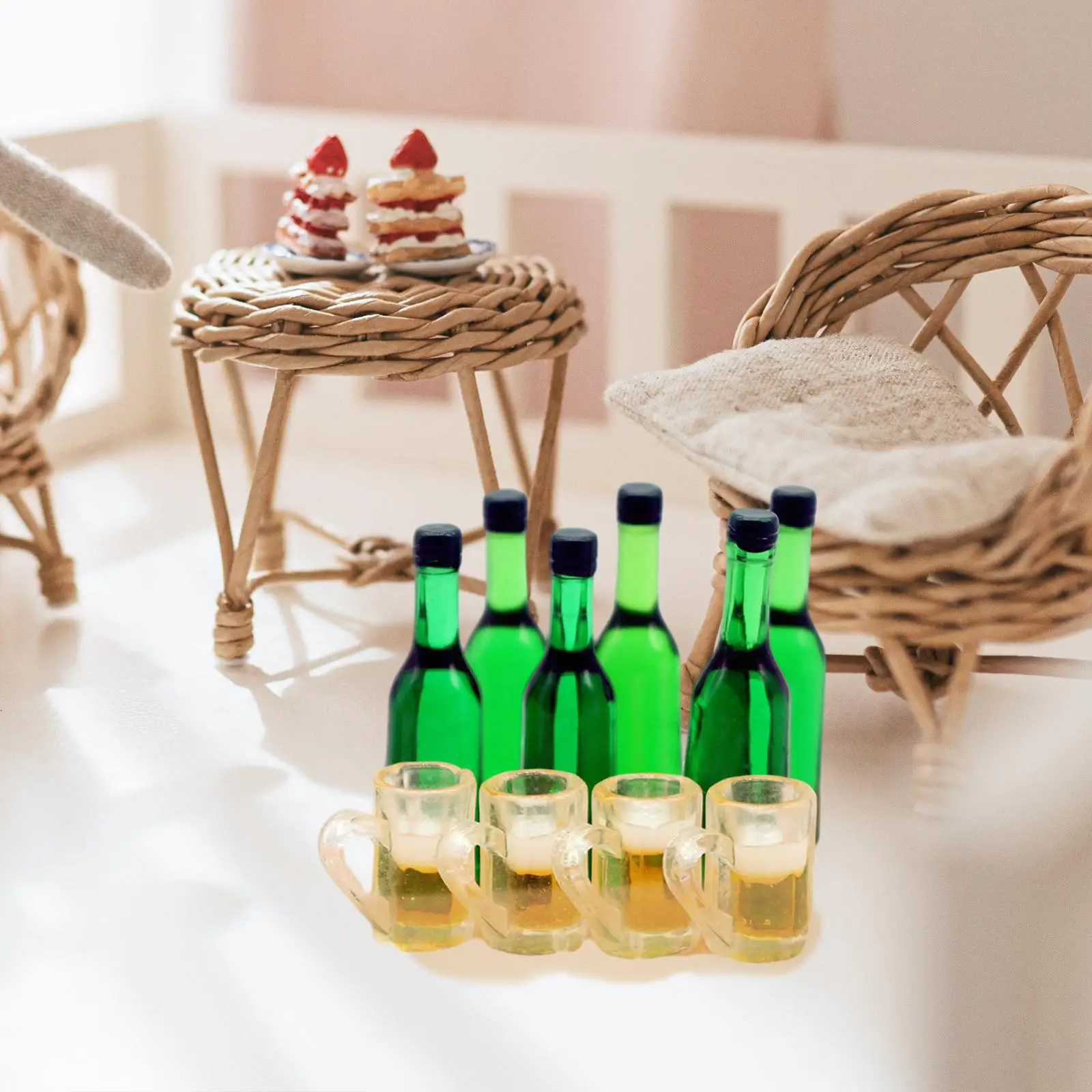 

1/12 Dollhouse Wine Bottle Cups, Miniature Drink Bottle Cups for Dollhouse Living Room, Ornaments