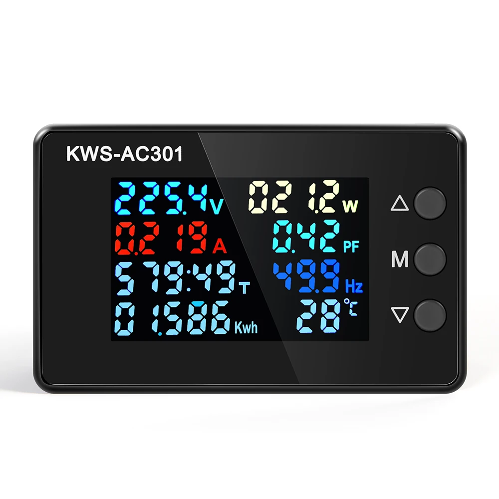 AC 50-300V 0-100A KWS-AC301 Color Screen LCD Display Digital Current Voltage and Current Monitor Meter Power Ammeter Voltmeter